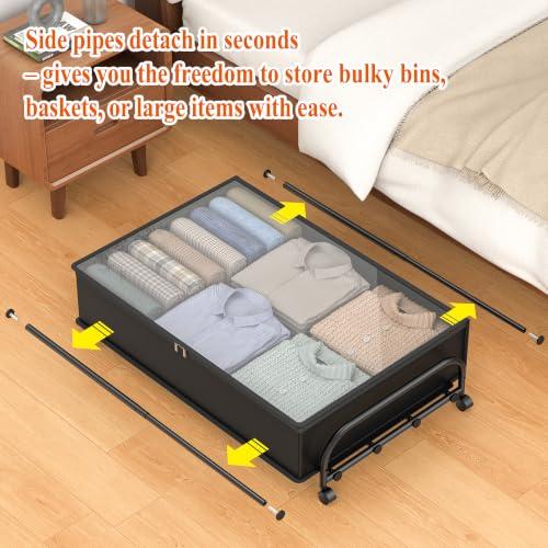 Expandable Under Bed Storage Container with wheels,Metal - Image 3