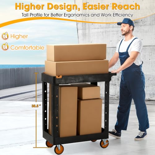ELAFROS 2-Shelf Heavy Duty Utility Cart, 34.4 x 16.7 x 38.5 in - Image 6
