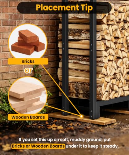 4FT Firewood Rack Outdoor Indoor, Upgraded Heavy Duty Fire - Image 7