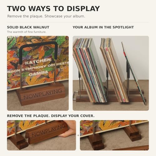 Vinyl Record Storage, Black Walnut Record Holder Display - Image 4