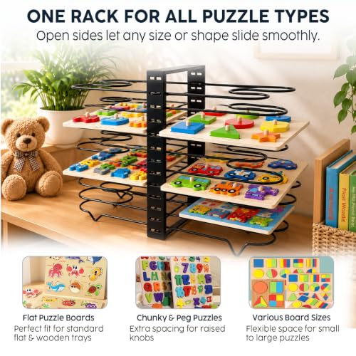 Open-Sided 16-Slot Puzzle Storage Rack for Various Size - Image 6