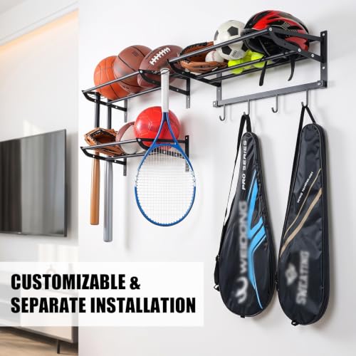 XCSOURCE Sports Equipment Organizer, 3-Tier Wall Mount - Image 7