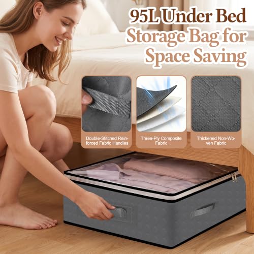 95L Under Bed Storage Containers, 4 Pack Closet Organizers - Image 6