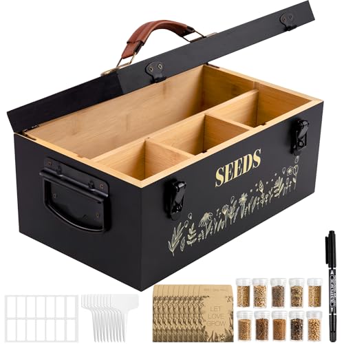 Large Seed Storage Organizer Box with Handle, Bamboo Seed - Image 2