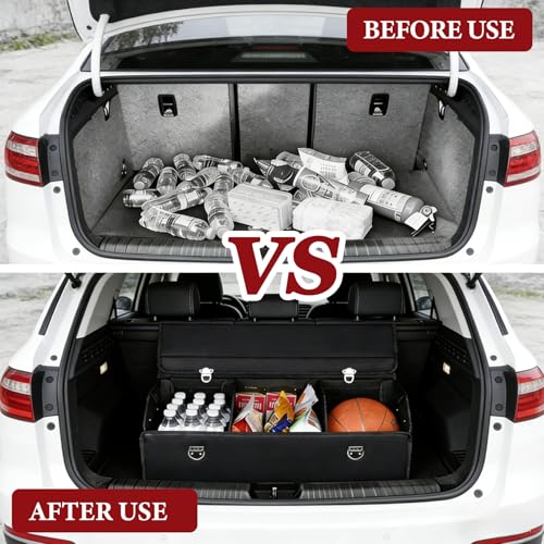 Car Trunk Organizer with Lid, Foldable PU Leather Cargo - Image 6