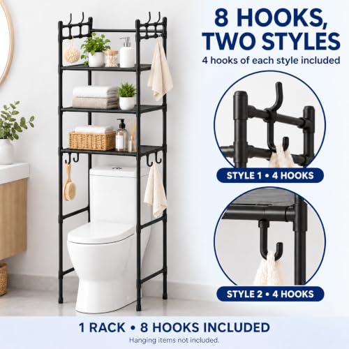 1 Piece Bathroom Shelves Over Toilet, 3 Tier Toilet Storage Rack - Image 6