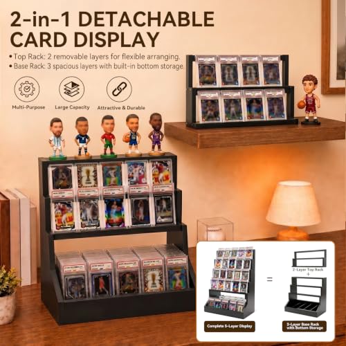 Trading Card Display,4-Tier Card Display Case with 5-Row Storage - Image 6