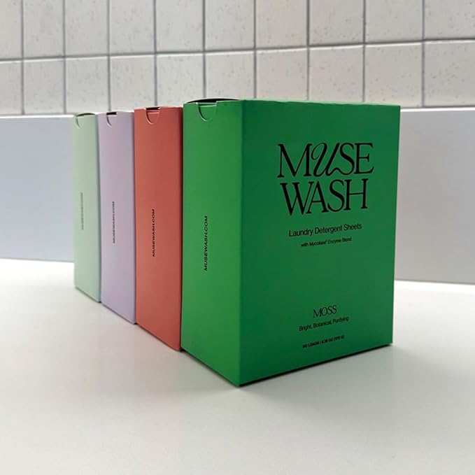 Laundry Detergent Sheets | Enzyme-Powered, Vegan, Paraben-Free | Luxury Scents | Plastic-Free, Eco-Friendly, Travel-Friendly Packaging (100 Loads - 2 Boxes, MOSS)
