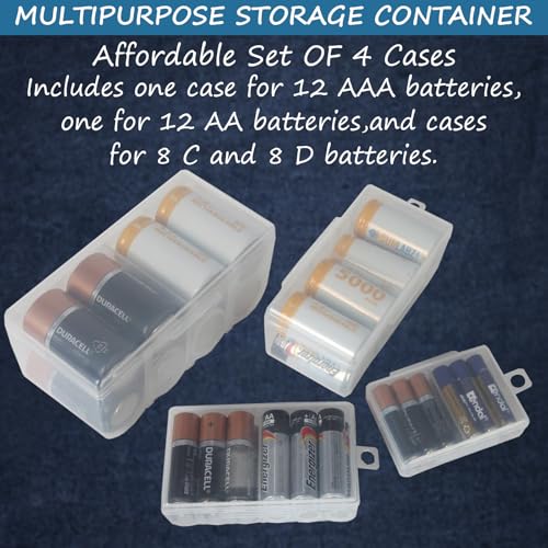 Home-X Set of 4 Battery Organizer Storage Cases - Clear - Image 5