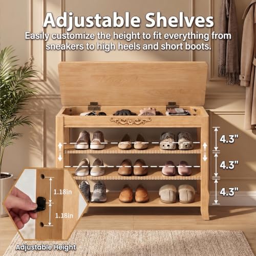 Shoe Storage Bench Shoe Rack Bench with Storage 3 Tier - Image 4