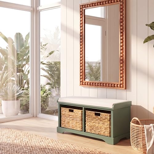 SAFAVIEH Freddy Wood Storage Bench, 33" Farmhouse Dusty - Image 3