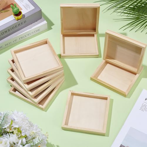OLYCRAFT 10 Pack Wood Puzzle Tray 4.7x4.7 Inch Unfinished - Image 5