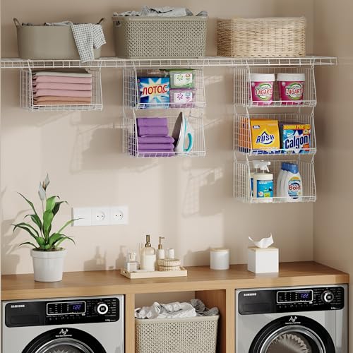 3-Tier Hanging Laundry Basket Organizer：Foldable Wire Shelf - Image 5