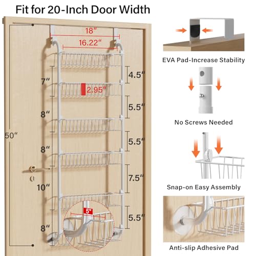 Delamu Over the Door Pantry Organizer, 6-Tier Pantry Organizers - Image 4