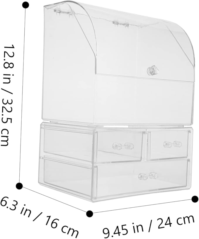 VICASKY Sleek Acrylic Cosmetic Storage Box Lid Desktop Organizer for Makeup Stationery for Valentine Day Birthday