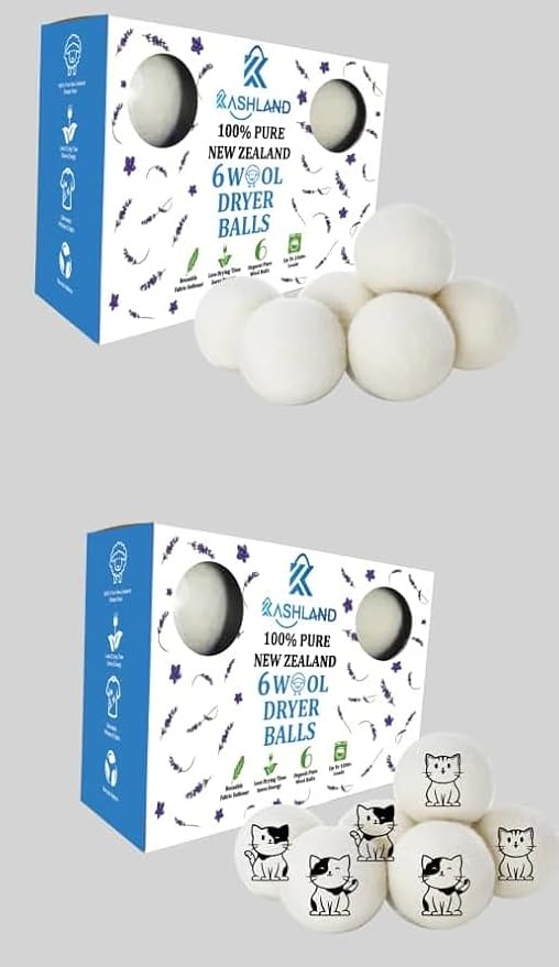 Organic Wool Dryer Balls: Eco-Friendly & Chemical-Free | Our Anti-Entanglement Reusable Balls Eliminate Wrinkle Static | 6-Pack XL Dryer Balls for Laundry is Made with New Zealand Wool (MER-WHT-CAT)