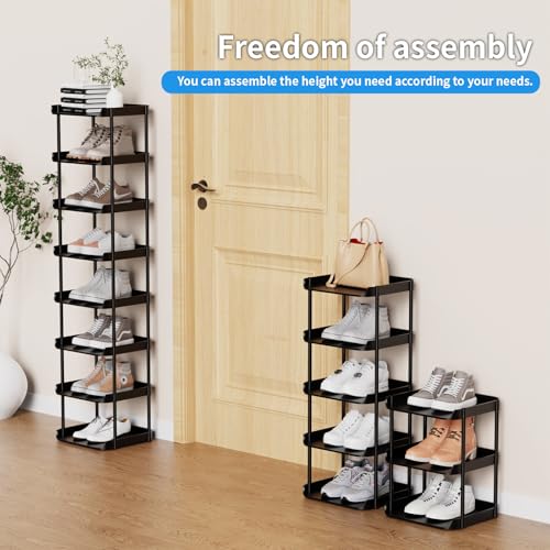8 Tier Vertical Narrow Shoe Rack, Stackable Tall Skinny Shoerack - Image 5