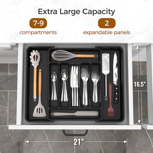 ukeetap Extra Large Expandable Silverware Organizer, Flatware - Image 3