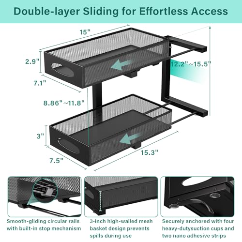 Under Sink Organizer, 2-Pack of 2-Tier Metal Slide O | All Products - Image 3