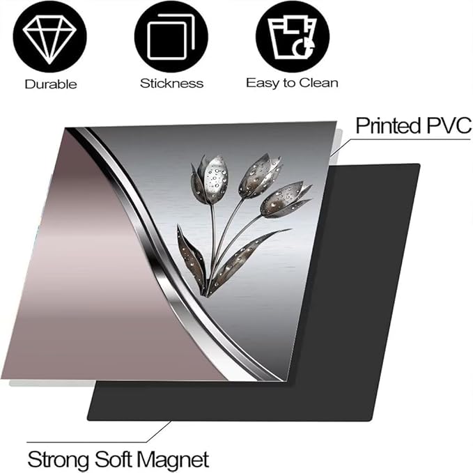 Generic Metal Flower Magnet Dishwasher Cover,Floral Metal Texture Decal for Dishwasher Front Door,Pink Polishing Steel Kitchen Dishwsher Magnetic Sticker 23'' W x 17'' H, Rimyy111-3
