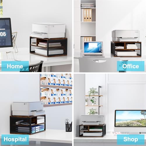 Wooden Printer Stand with Storage,Multi-Functional 2-Tier - Image 4