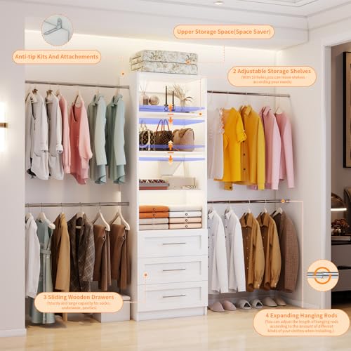 Closet System,5FT-9FT Closet Organizer with 3 Drawers - Image 3