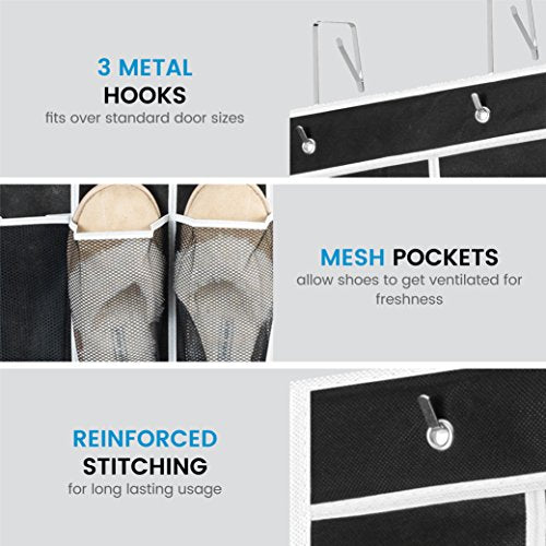 ZOBER Over the Door Shoe Organizer - 12 Mesh Pockets, Space - Image 4