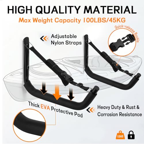 Heavy Duty Kayak Wall Rack for Garage, Kayak Storage - Image 4