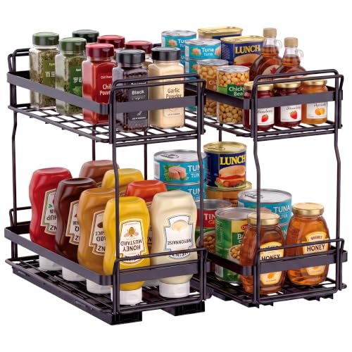 2 Pack Pull Out Spice Rack Organizer for Inside Kitchen Cabinets - Image 2