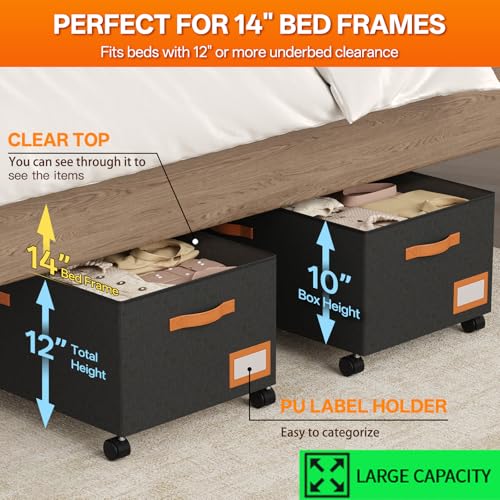 Under Bed Storage with Wheels, 12" Height Under Bed Storage Extra - Image 3