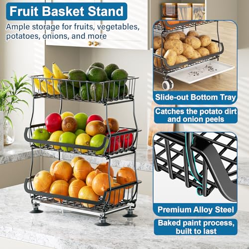 OKZEST 3-Tier Rolling Pantry Floor Organizers and Storage Cart - Image 5