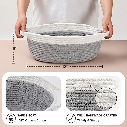 4 Pack Small Woven Basket with Handles, Cotton Rope Room Shelf - Image 5