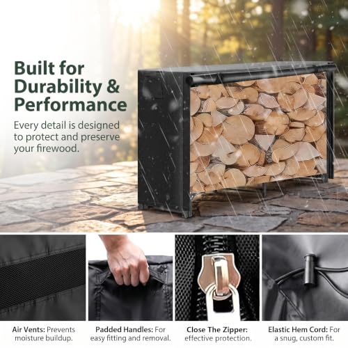Waterproof Firewood Rack Cover 10FT, 600D Heavy Duty - Image 5