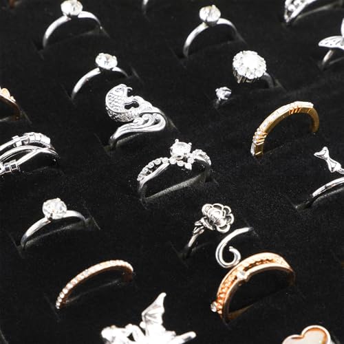 4 Pcs Black Velvet Ring Display Stand, 50 Slots L-Shaped - Image 5
