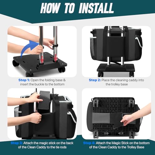 Large Rolling Cleaning Caddy Bag with Detachable Trolley, Full - Image 4