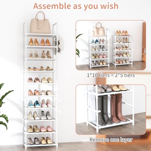 10 Tiers Tall Shoe Rack 20-25 Pairs Boots Organizer - Image 6