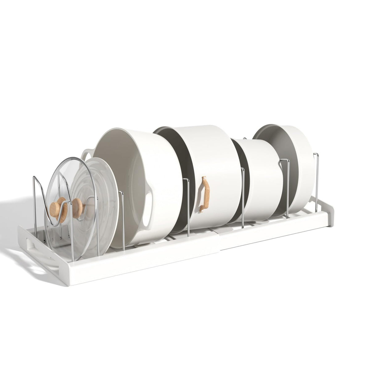 Expandable Pot and Pan Organizer Rack for Cabinet, Pot Lid - Image 1