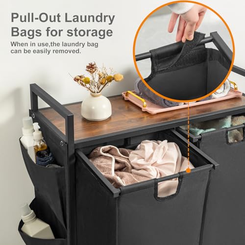 WOWLIVE Double Laundry Hamper with Wheels, Rolling L | All Products - Image 6
