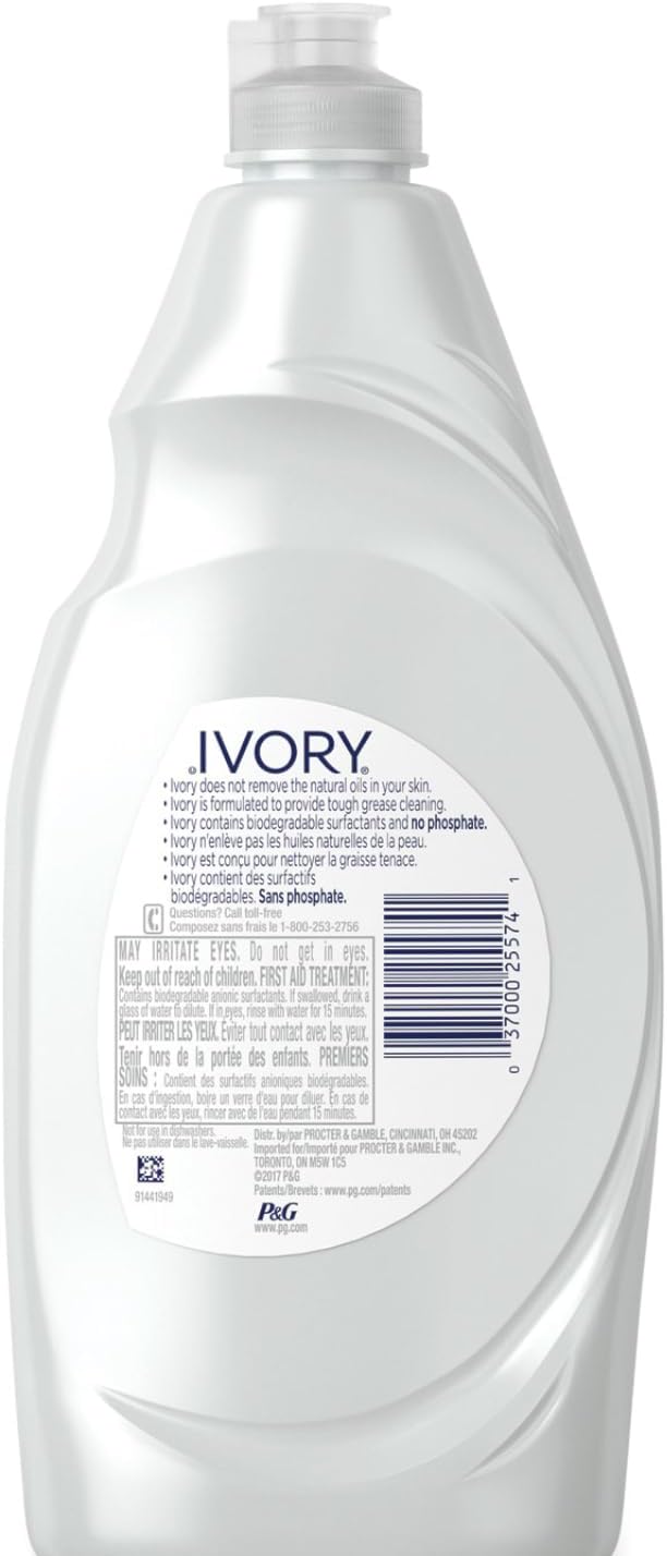 Ivory Grease Cutting Dish Soap, Classic Scent, 24 Fl Oz bundled with Heavy Duty Scotch Brite Sponge