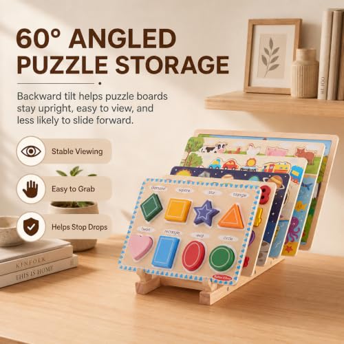 2 Pack Wooden Puzzle Rack with a 60° Tilt & 5 Slot Angled - Image 5