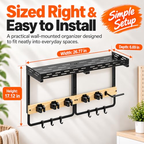 Broom Holder Wall Mount, Mop Organizer with Cleaning Tools - Image 3