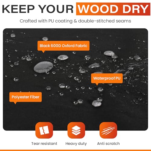 5ft Waterproof Firewood Rack Cover - Heavy Duty Black 600D - Image 5