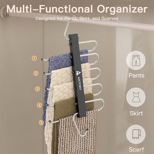 6 Pack Pants Hangers Space Saving,Closet Hanger Space Saver,Black - Image 4