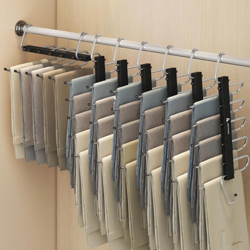 6 Pack Pants Hangers Space Saving,Closet Hanger Space Saver,Black - Image 2