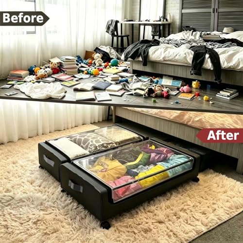 Under Bed Storage with Wheels, 2Pack 50L Organizer | Home Organization - Image 4