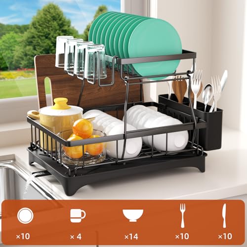 Godboat 2-Tier Dish Drying Rack - Dish Rack with Auto - Image 3