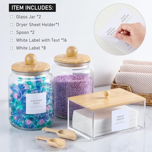 Glass Jars and Dryer Sheet Holder with Bamboo Lids - Image 5