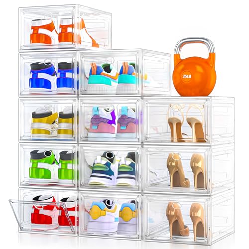 12 Pack Shoe Organizer, Stackable Shoe Storage Boxes - Image 2