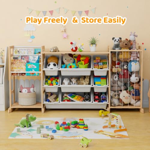 65" Large Toy Storage Organizer with Bookshelf and Stuffed - Image 6