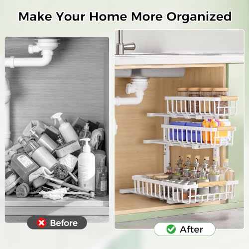 3 Tier Under Sink Organizer: Pull Out Cabinet Storage - Image 7